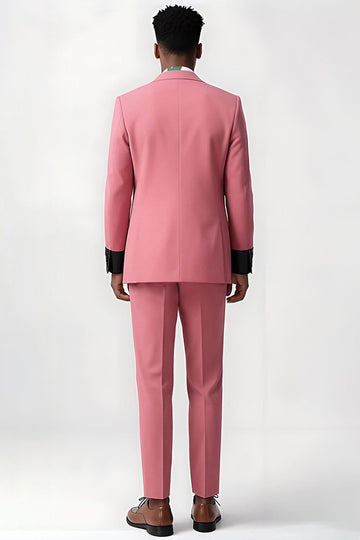 2 Piece Single Breasted Peak Lapel Pink Men's Suits
